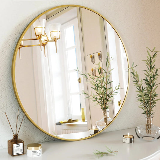 BEAUTYPEAK 36" Wall Mirror Bathroom Mirror Wall Mounted Round Mirror