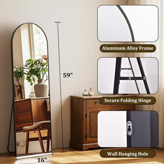 BEAUTYPEAK Arched Aluminum Alloy Framed Full Length Mirror