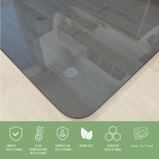 BEAUTYPEAK 36" x 46" Tempered Glass Office Chair Mat for Carpet or Hard Floor Protection, Gray