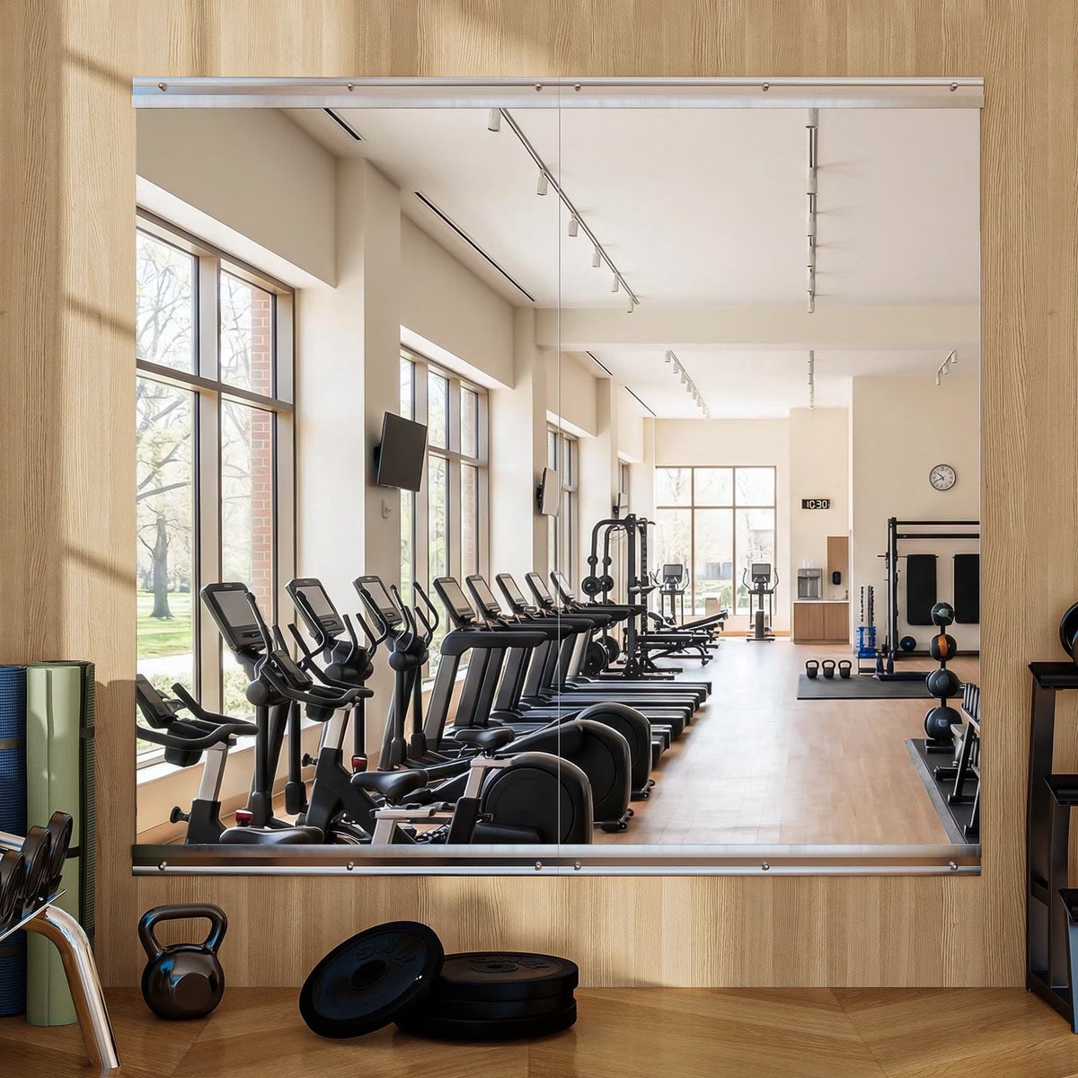 BEAUTYPEAK 55"x30" 2pcs Home Gym Full length Mirror Frameless Yoga Wall-mounted Mirror
