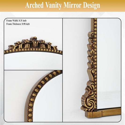 BEAUTYPEAK 32"x 24" Arched Vanity Mirror Decor Wall Mirror for Bathroom
