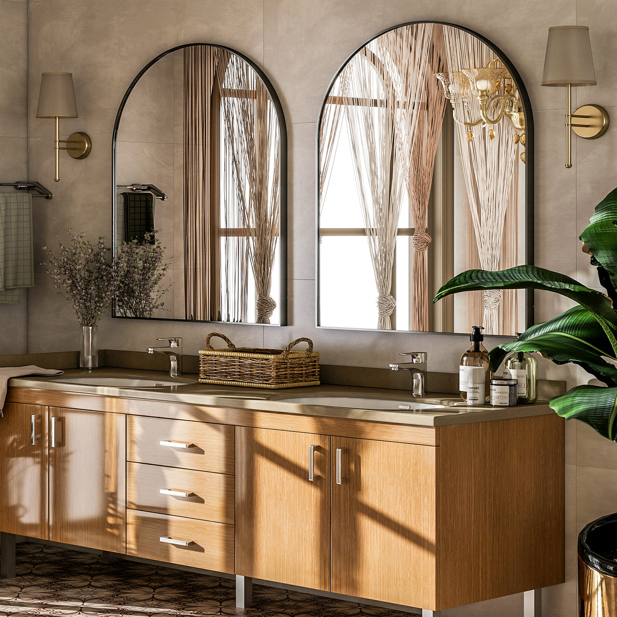 BEAUTYPEAK Arched Aluminum Alloy Framed Wall Mirror