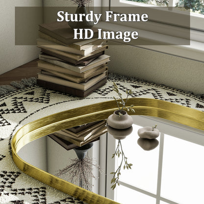 BEAUTYPEAK 30"x 22" Irregular Bathroom Mirror Asymmetrical Mirror Wall Mounted Deep Frame