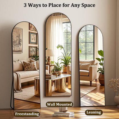 BEAUTYPEAK Arched  Aluminum Alloy Framed Full Length Mirror