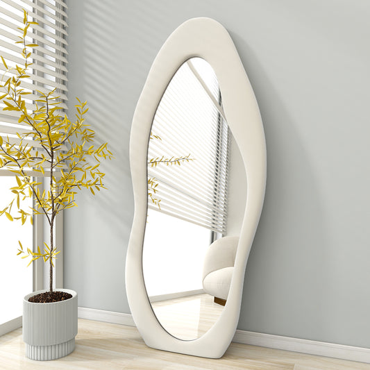 BEAUTYPEAK Irregular Full Length Floor Mirror Cloud Shaped Mirror Leaning or Hanging without Stand 30"x 71"