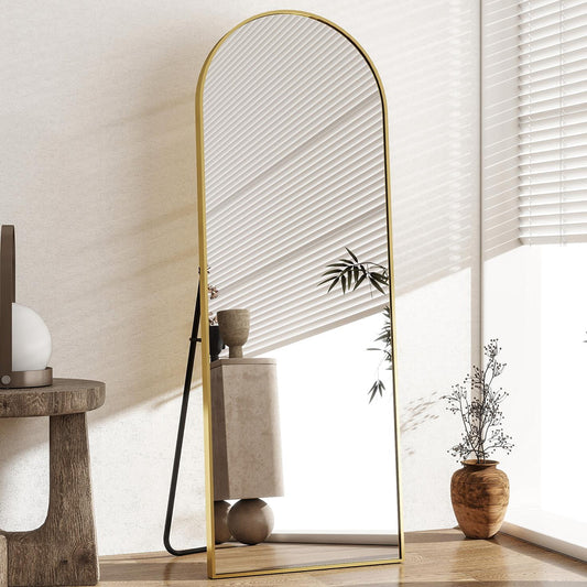 BEAUTYPEAK 59.1"x16" Arch-Top Full Length Mirror Floor Mirrors with Stand Wall-Mounted