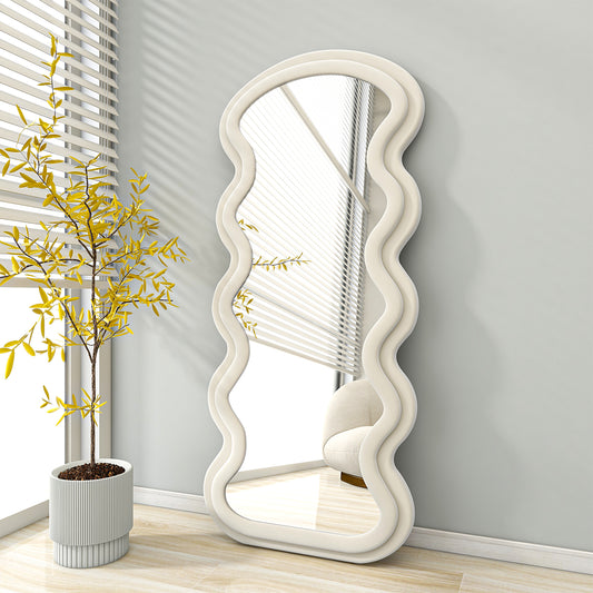 BEAUTYPEAK Irregular Full Length Floor Mirror Cloud Shaped Mirror Leaning or Hanging without Stand 30"x 71"