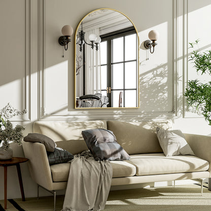 BEAUTYPEAK Arched Aluminum Alloy Framed Wall Mirror