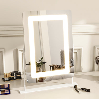 BEAUTYPEAK 20"x16" Hollywood Rectangular Vanity Mirror with Adjustable Lights, White