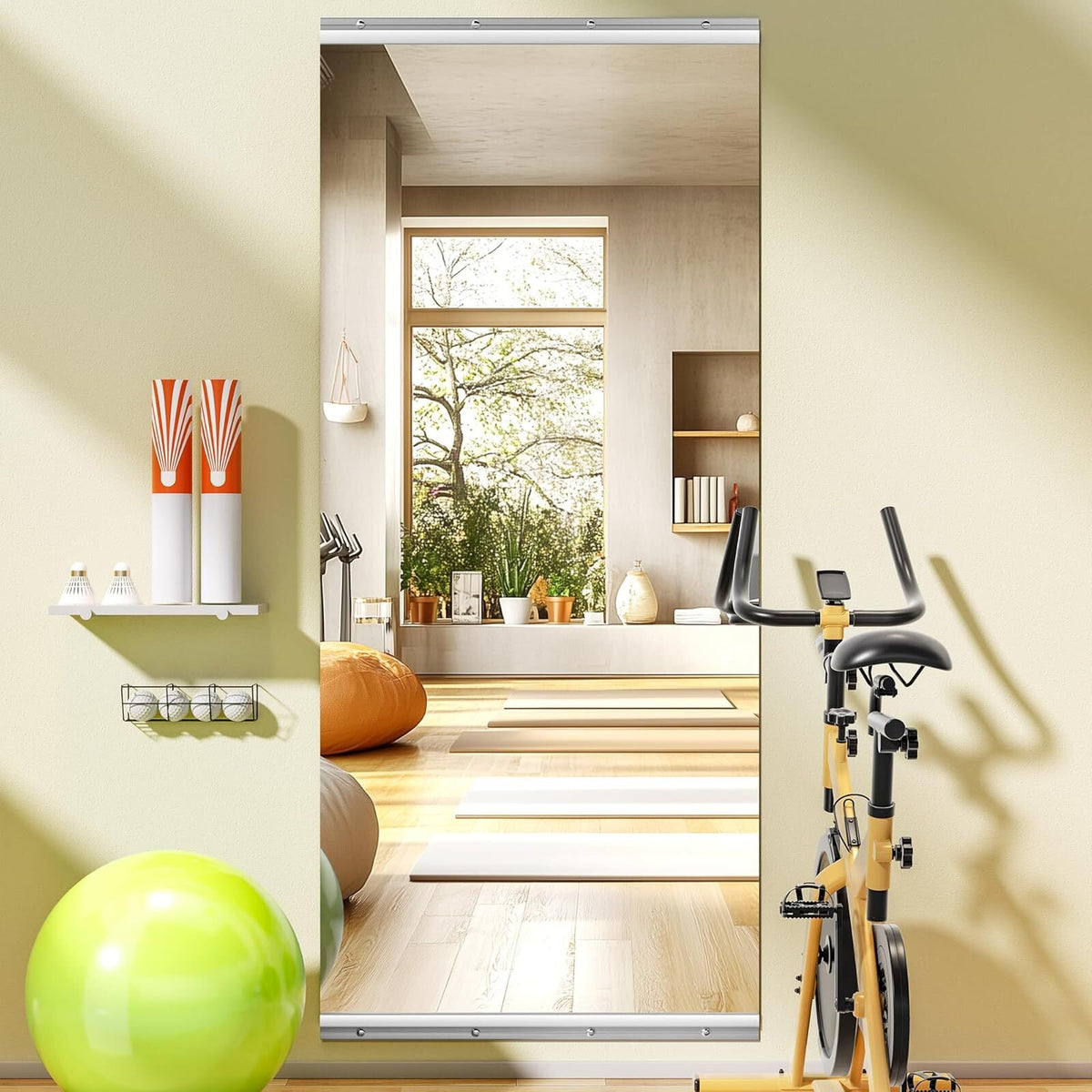 BEAUTYPEAK 60"x33" 1pcs Home Gym Full-length Mirror Frameless Yoga Wall-mounted Mirror