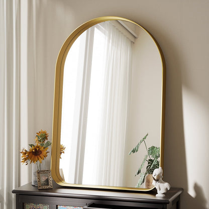 BEAUTYPEAK 36"x24" Arched Bathroom Vanity Mirror With Deep Frame