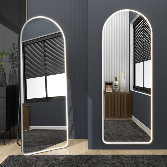 BEAUTYPEAK LED Arched Full Length Mirror 64" x 21" Standing Floor Mirror