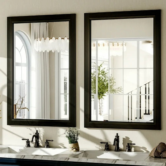 BEAUTYPEAK 36"x 24"Rectangular Bathroom Mirror Wall Mirror Wooden Frame,Black