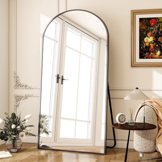 BEAUTYPEAK 77"x39" Arch Full Length Mirror Oversized Floor Mirrors for Standing Leaning, Black