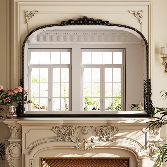 BEAUTYPEAK 44"x 32" Arched Vintage Decor Mirror Vanity Mirror Wall Mounted,Bronze
