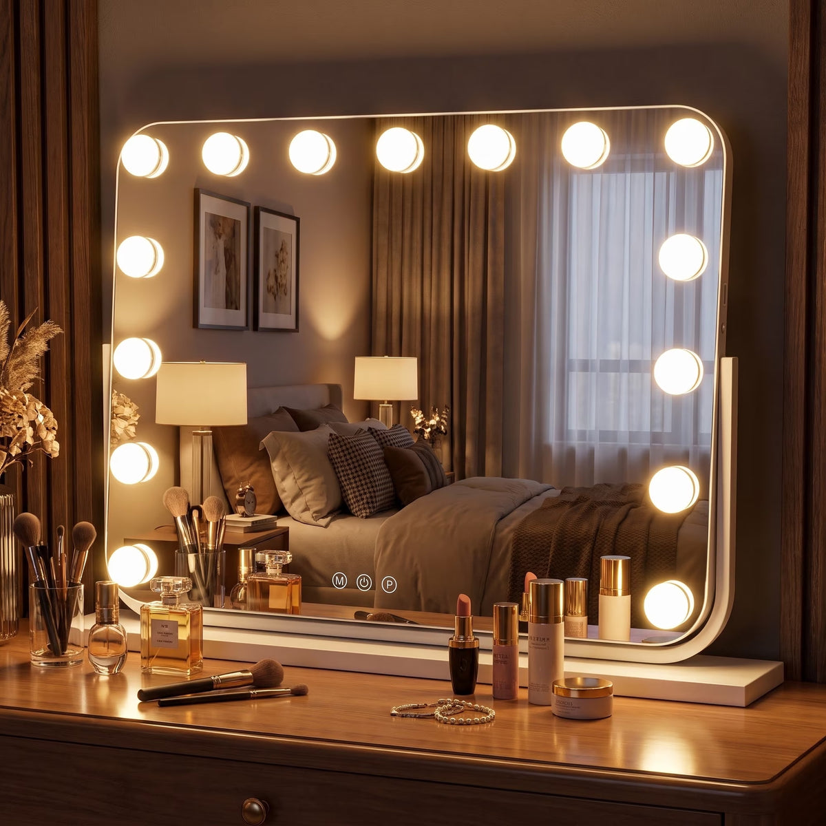 BEAUTYPEAK 18"x23" Hollywood Lighted Vanity Mirror LED Makeup Mirror with 3 Adjustable Light Modes, White