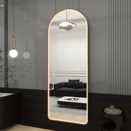 BEAUTYPEAK LED Arched Full Length Mirror 64" x 21" Standing Floor Mirror