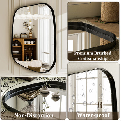 BEAUTYPEAK 30"x 22" Irregular Bathroom Mirror Asymmetrical Mirror Wall Mounted Deep Frame