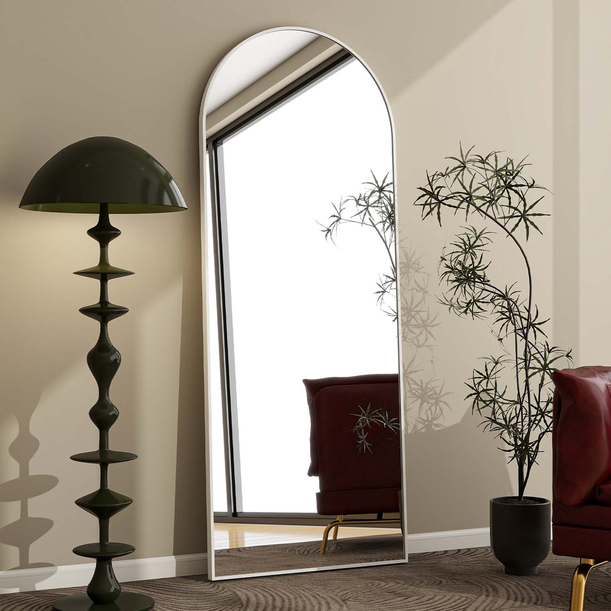 BEAUTYPEAK 65.1"x25" Arched Full Length Floor Mirror Full Body with Stand