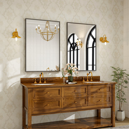 BEAUTYPEAK Bathroom Wall Mirror with Rectangular Metal Frame