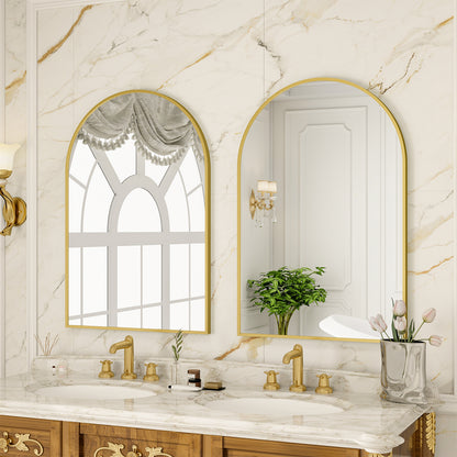 BEAUTYPEAK 20"x 30" Bathroom Mirror Wall Vanity Arched Mirror, Black