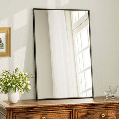 BEAUTYPEAK 24" x 36" Rectangular Aluminum Alloy Black Framed Wall Mirror