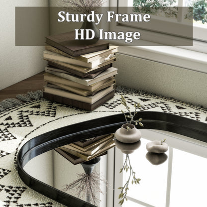 BEAUTYPEAK 30"x 22" Irregular Bathroom Mirror Asymmetrical Mirror Wall Mounted Deep Frame