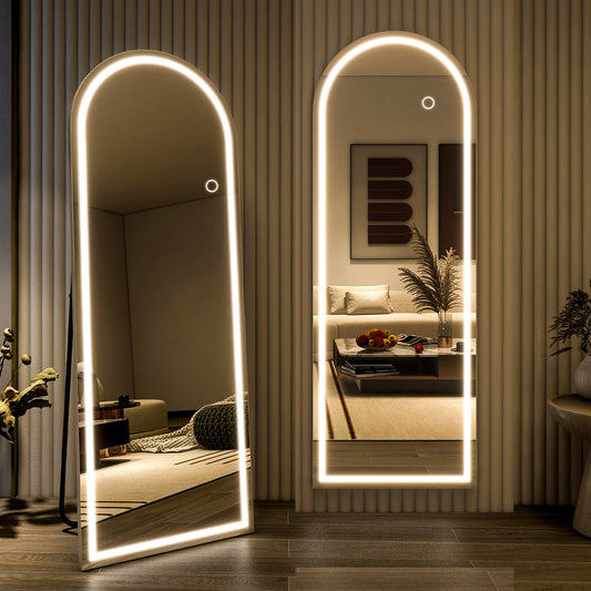 BEAUTYPEAK LED Rectangle Full Length Mirror 64" x 21" Standing Floor Mirror