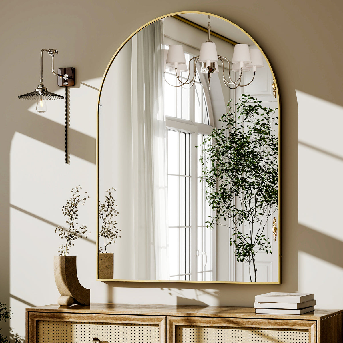 BEAUTYPEAK Arched Aluminum Alloy Framed Wall Mirror