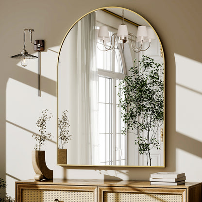 BEAUTYPEAK Arched Aluminum Alloy Framed Wall Mirror