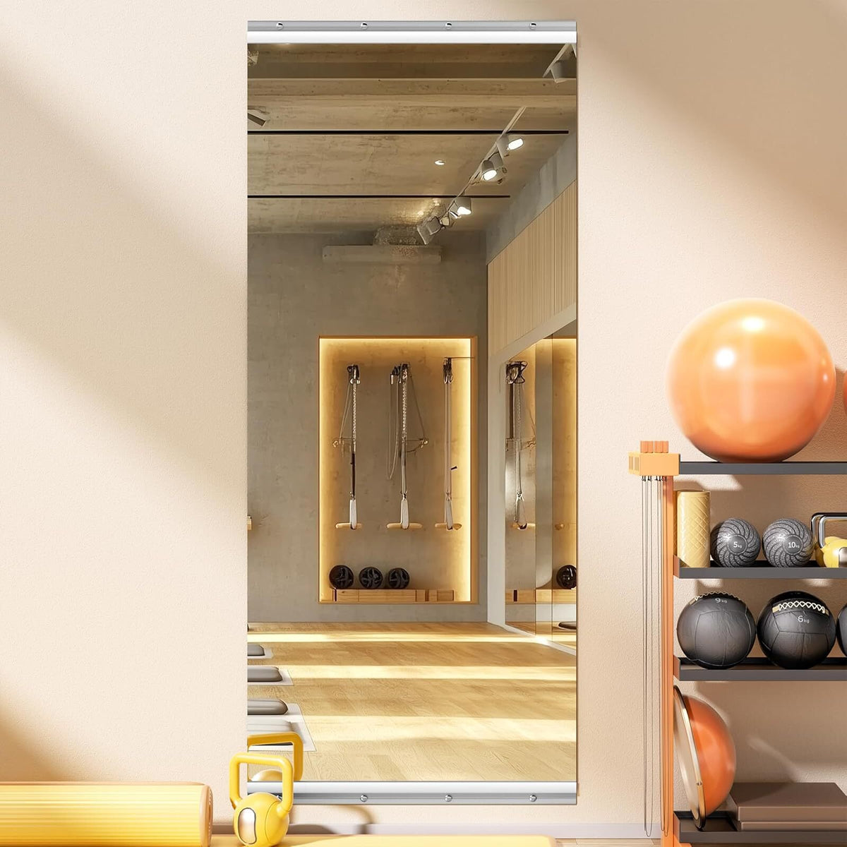 BEAUTYPEAK 60"x33" 1pcs Home Gym Full-length Mirror Frameless Yoga Wall-mounted Mirror