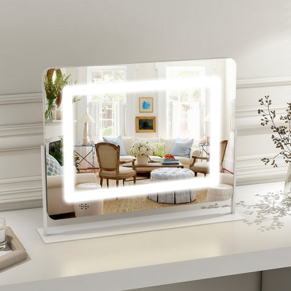 BEAUTYPEAK Hollywood Vanity Mirror Rectangular Mirror with LED, White