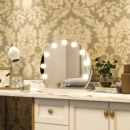 BEAUTYPEAK 16"x14" Round Hollywood Vanity Mirror with Adjustable Lights, White
