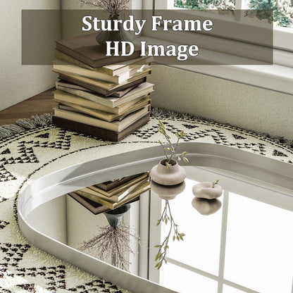 BEAUTYPEAK 30"x 22" Irregular Bathroom Mirror Asymmetrical Mirror Wall Mounted Deep Frame