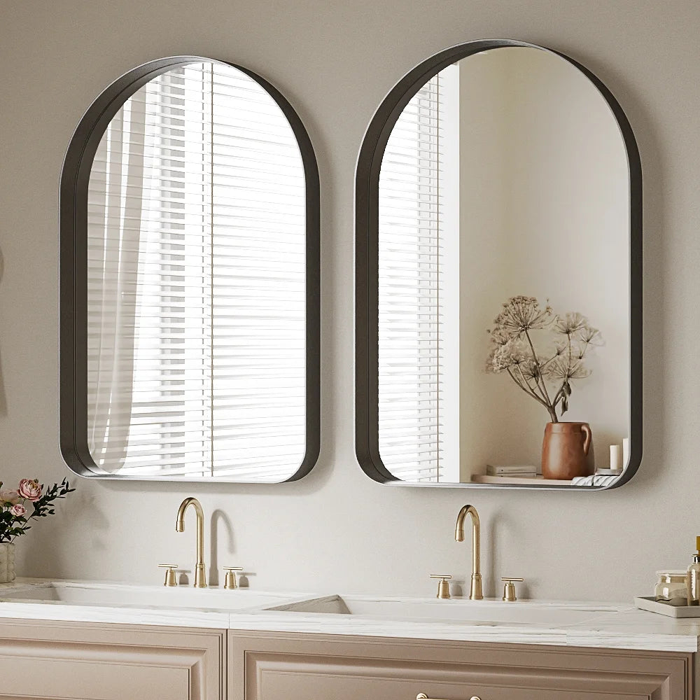 BEAUTYPEAK 36"x24" Arched Bathroom Vanity Mirror With Deep Frame