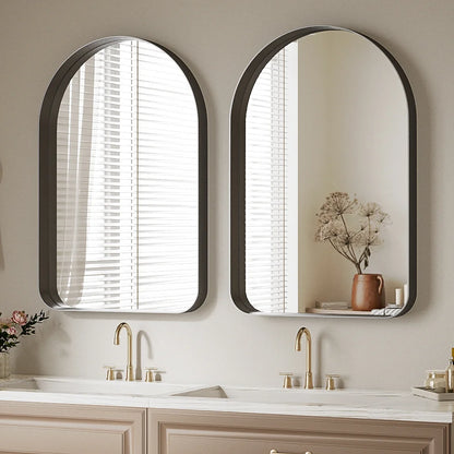 BEAUTYPEAK 36"x24" Arched Bathroom Vanity Mirror With Deep Frame