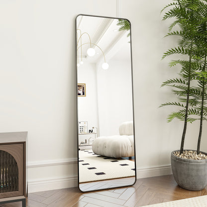 BEAUTYPEAK Rectangle Rounded Standing Full Length Mirror Floor, Black