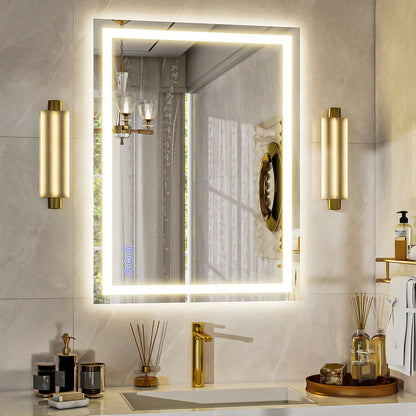 BEAUTYPEAK Modern Frameless LED Bathroom Mirror, Rectangular Design with Anti-Fog