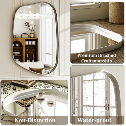 BEAUTYPEAK 30"x 22" Irregular Bathroom Mirror Asymmetrical Mirror Wall Mounted Deep Frame