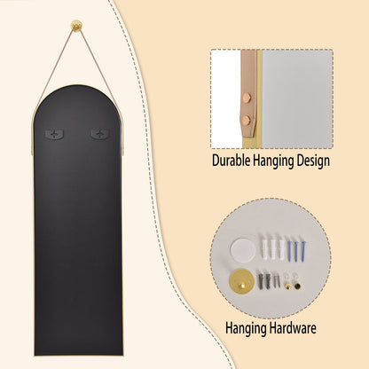 BEAUTYPEAK 48" x 16" Arched Full Length Mirror Hanging Wall Mirrors with Leather Strap