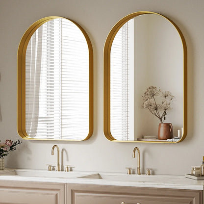 BEAUTYPEAK 36"x24" Arched Bathroom Vanity Mirror With Deep Frame