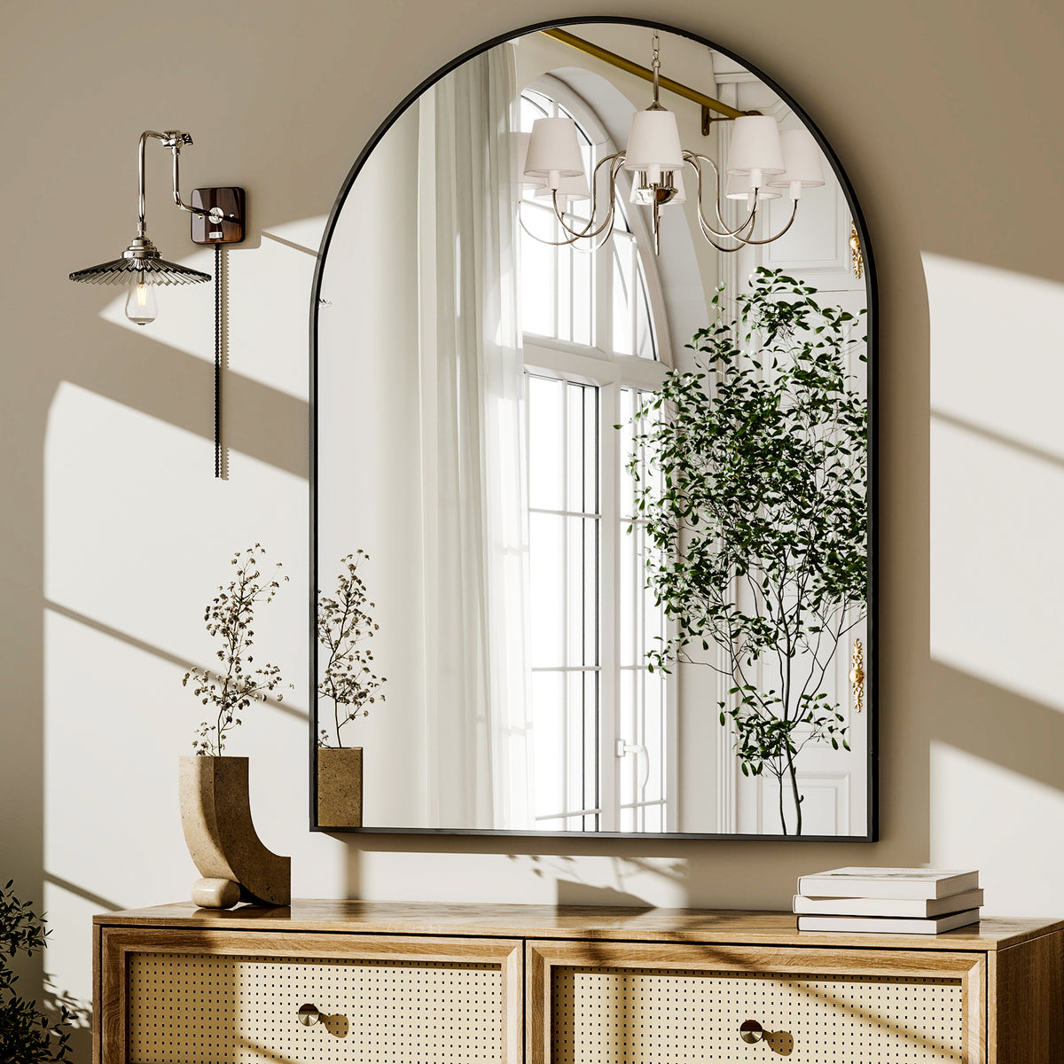 BEAUTYPEAK Arched Aluminum Alloy Framed Wall Mirror