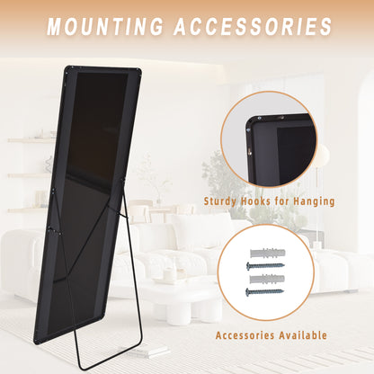 BEAUTYPEAK Rectangle Rounded Standing Full Length Mirror Floor, Black