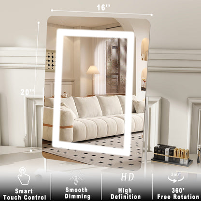 BEAUTYPEAK 20"x16" Hollywood Rectangular Vanity Mirror with Adjustable Lights, White