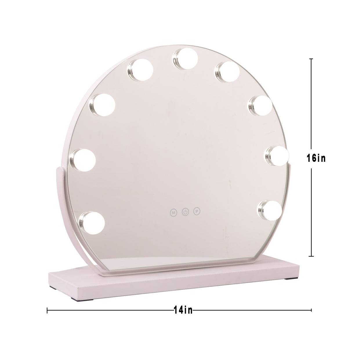 BEAUTYPEAK 16"x14" Round Hollywood Vanity Mirror with Adjustable Lights, White
