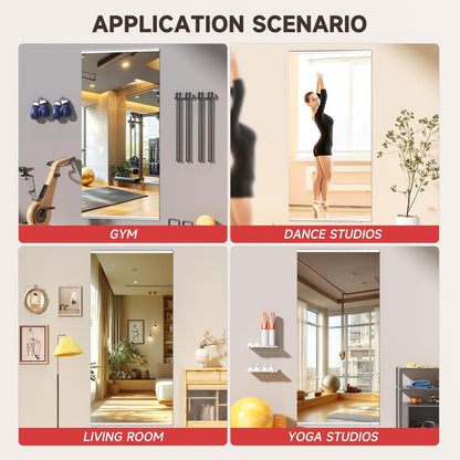 BEAUTYPEAK 60"x33" 1pcs Home Gym Full-length Mirror Frameless Yoga Wall-mounted Mirror
