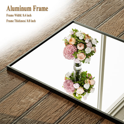 BEAUTYPEAK 24" x 36" Rectangular Aluminum Alloy Black Framed Wall Mirror