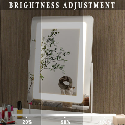 BEAUTYPEAK 20"x16" Hollywood Rectangular Vanity Mirror with Adjustable Lights, White