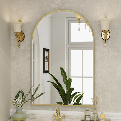 BEAUTYPEAK 26"x 38" Bathroom Mirror Wall Vanity Arched Mirror