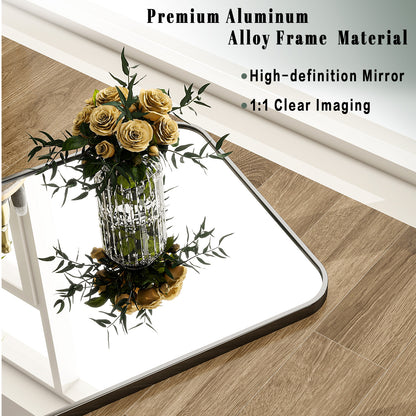 BEAUTYPEAK 24"x 36" Rounded Corners Aluminum Alloy Black Framed Wall Mirror